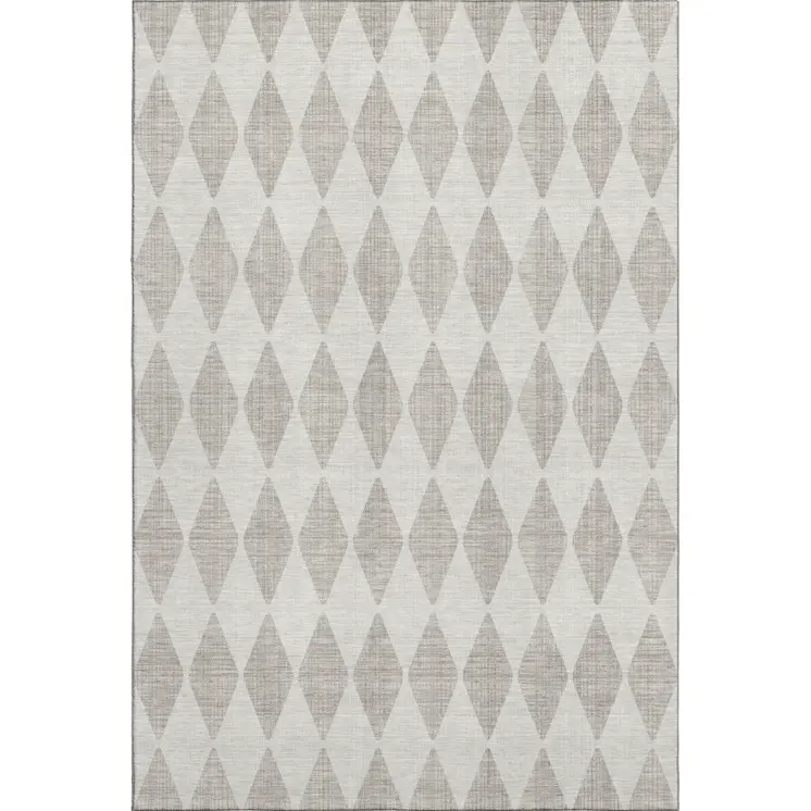 8' X 10' Beige And Ivory Diamond Washable Area Rug With UV Protection