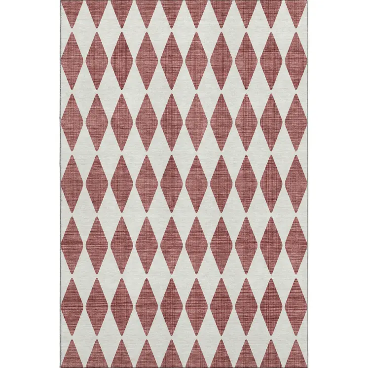 10' X 14' Burgundy And Ivory Diamond Washable Area Rug With UV Protection