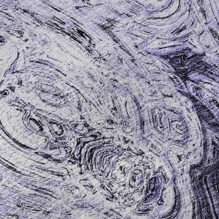 5' X 8' Purple And Ivory Abstract Washable Area Rug With UV Protection