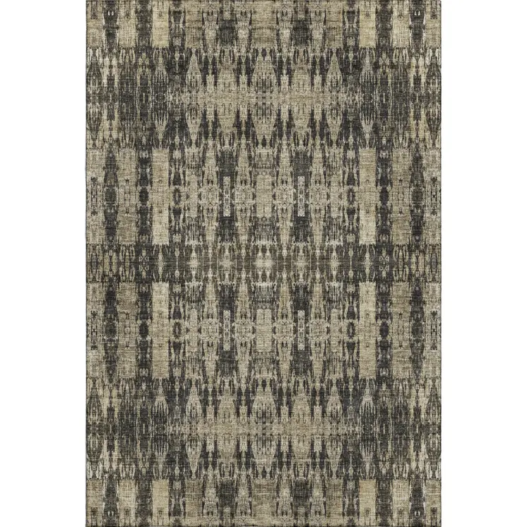 9' X 12' Black And Beige Moroccan Washable Area Rug With UV Protection