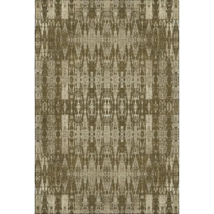9' X 12' Chocolate And Beige Moroccan Washable Area Rug With UV Protection