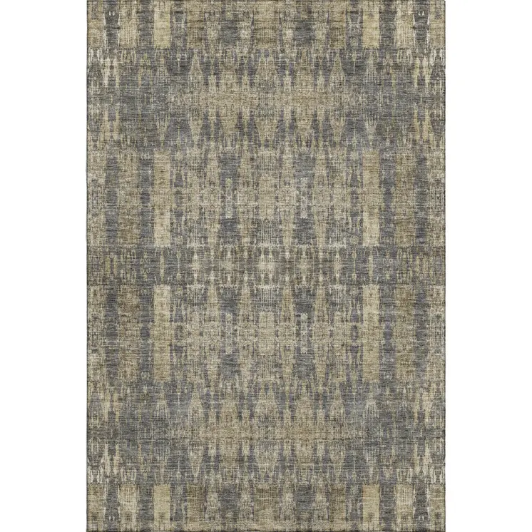 5' X 8' Gray And Tan Moroccan Washable Area Rug With UV Protection