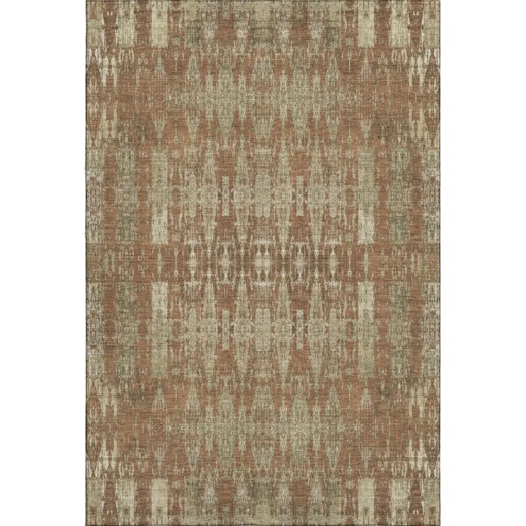5' X 8' Chili Red And Beige Moroccan Washable Area Rug With UV Protection