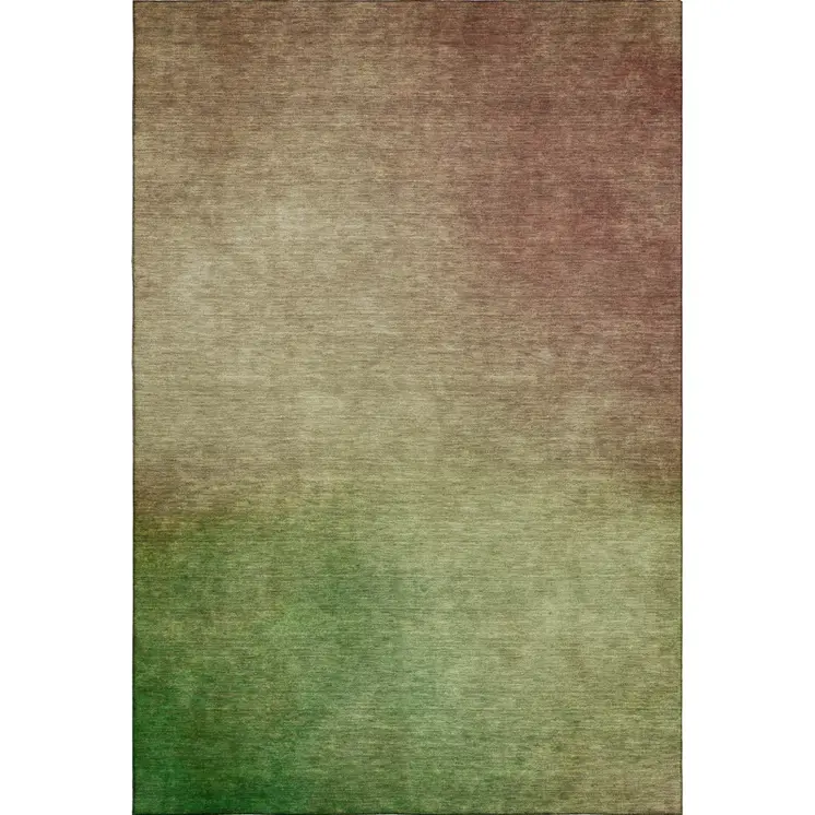 5' X 8' Blush And Green Ombre Washable Area Rug With UV Protection