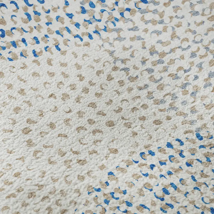 9' X 12' Ivory And Blue Abstract Washable Area Rug With UV Protection