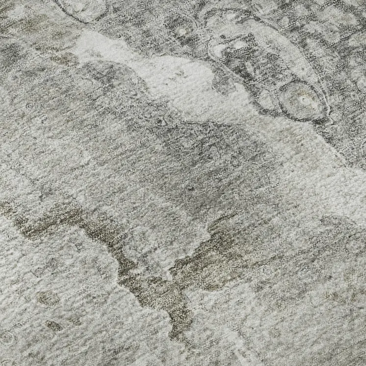 8' X 10' Silver And Gray Abstract Washable Area Rug With UV Protection