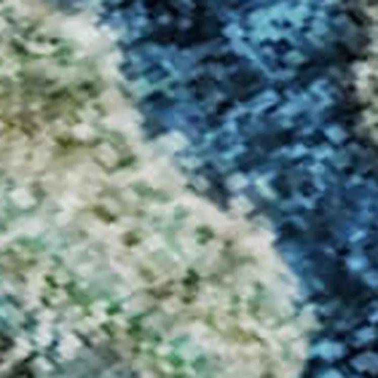 8' X 10' Teal Gold And Gray Abstract Washable Area Rug With UV Protection