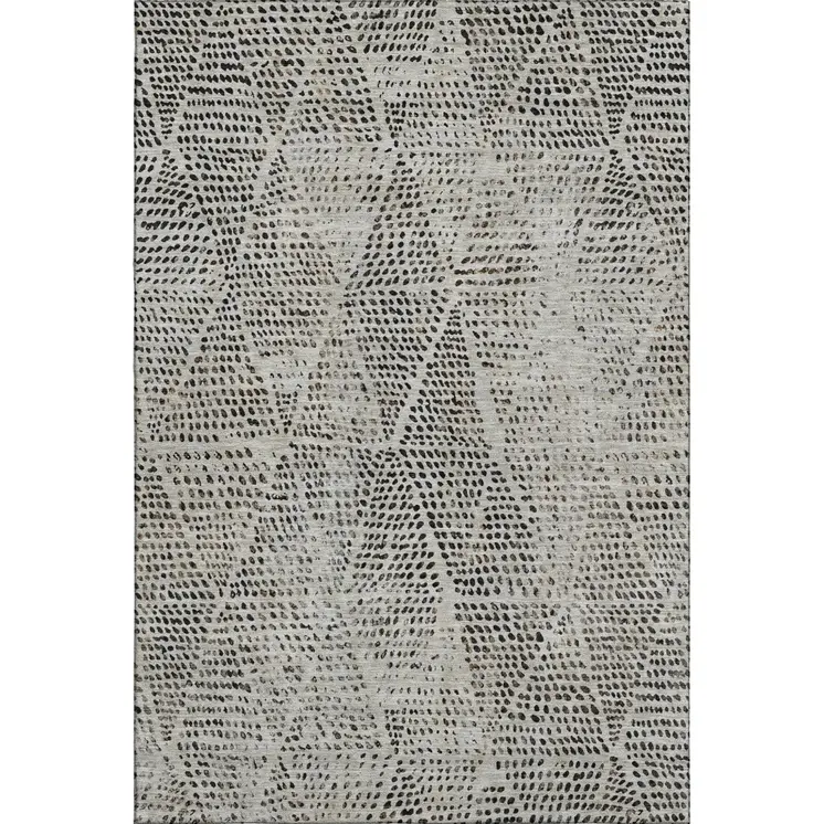 3' X 5' Gray And Black Diamond Washable Area Rug With UV Protection