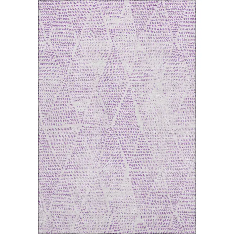 8' X 10' Purple And Ivory Diamond Washable Area Rug With UV Protection