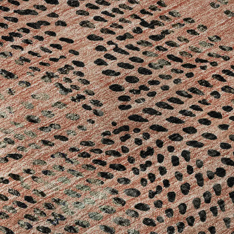10' X 14' Salmon And Charcoal Diamond Washable Area Rug With UV Protection