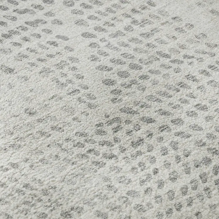 10' X 14' Silver And Ivory Diamond Washable Area Rug With UV Protection