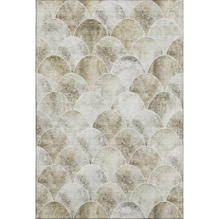 3' X 5' Beige Gray And Ivory Abstract Geometric Washable Area Rug With UV Protection