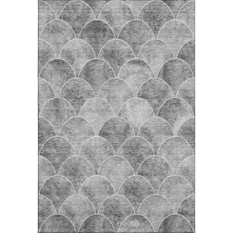 8' X 10' Gray And Ivory Abstract Geometric Washable Area Rug With UV Protection