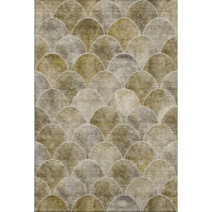 9' X 12' Taupe Gray And Ivory Abstract Geometric Washable Area Rug With UV Protection