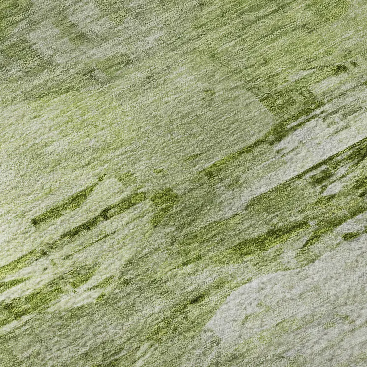 8' X 10' Artichoke Green And Ivory Abstract Washable Area Rug With UV Protection