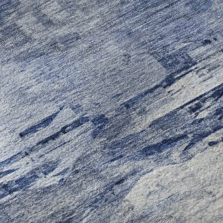 8' X 10' Blue And Ivory Abstract Washable Area Rug With UV Protection