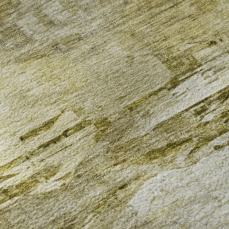 8' X 10' Gold And Ivory Abstract Washable Area Rug With UV Protection