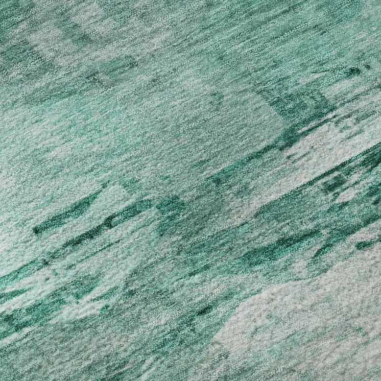 8' X 10' Teal And Ivory Abstract Washable Area Rug With UV Protection
