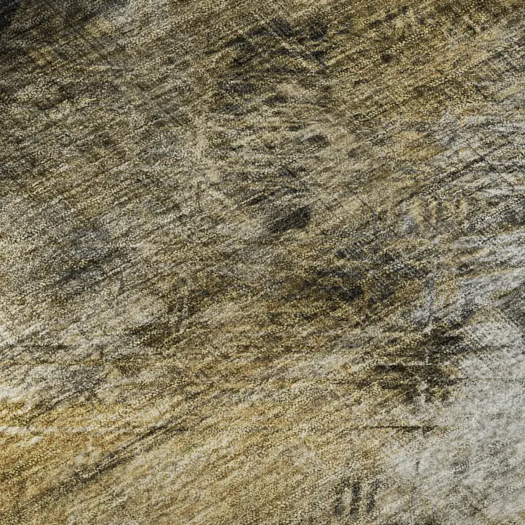 3' X 5' Coffee Gray And Ivory Abstract Washable Area Rug With UV Protection