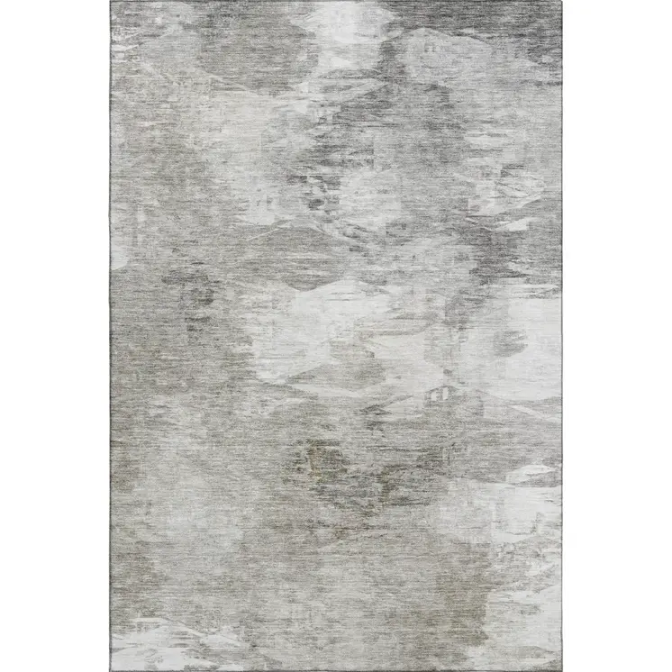 5' X 8' Beige And Ivory Abstract Washable Area Rug With UV Protection