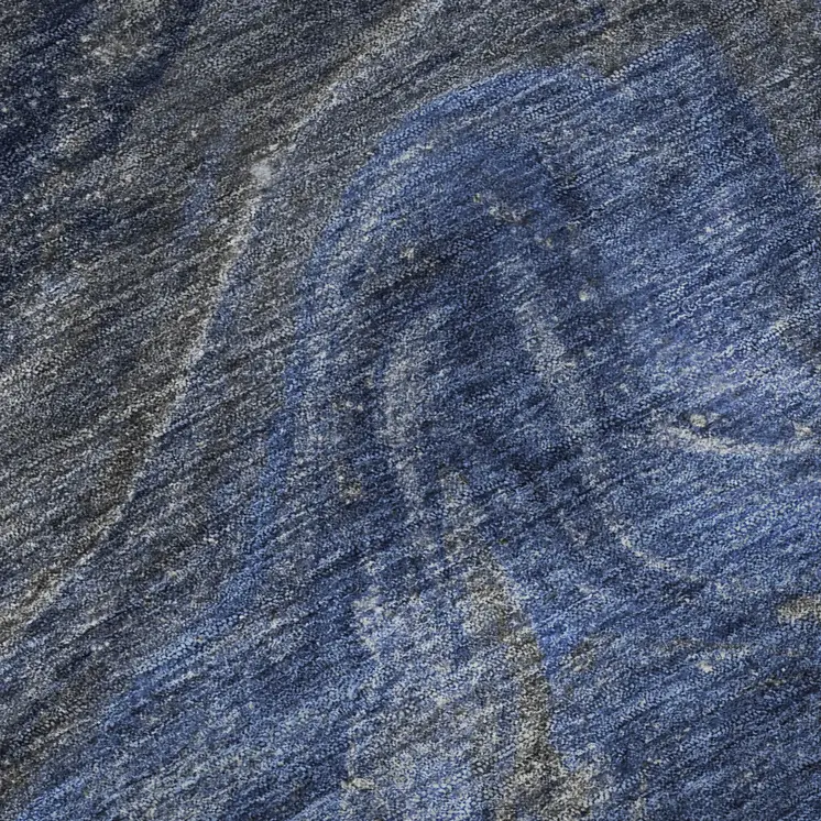 9' X 12' Blue Gray And Ivory Abstract Washable Area Rug With UV Protection