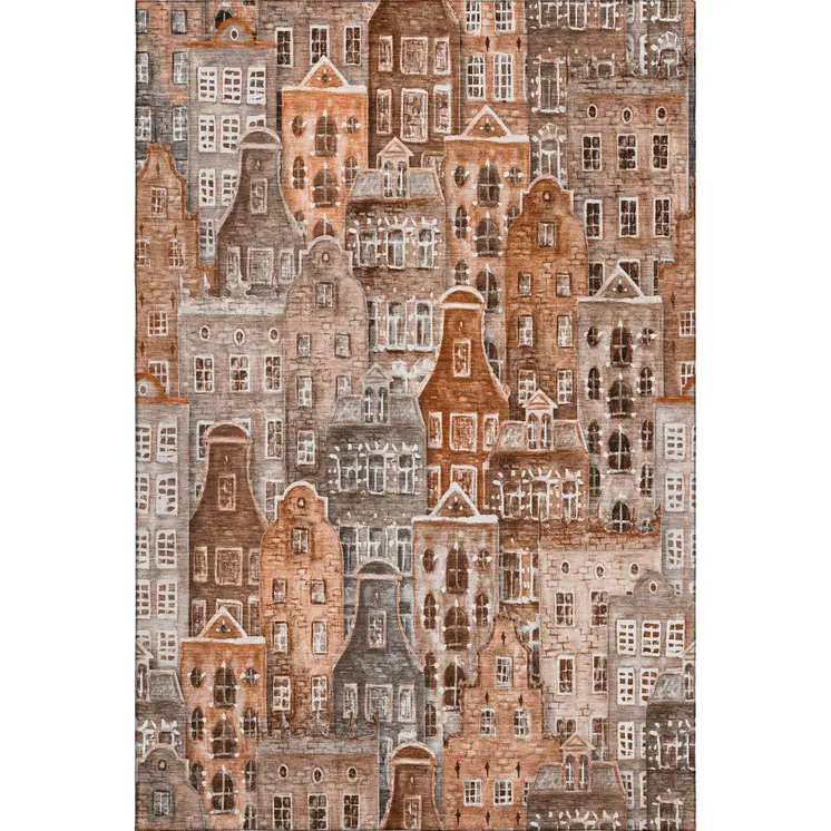 10' X 14' Chili Red Gray And Ivory Abstract Geometric Washable Area Rug With UV Protection