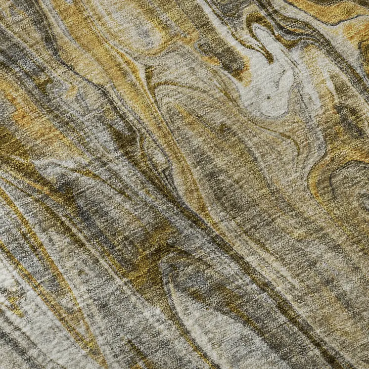 10' X 14' Brown Gray And Ivory Abstract Washable Area Rug With UV Protection