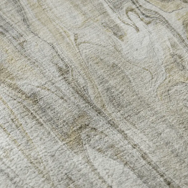 3' X 5' Taupe Gray And Ivory Abstract Washable Area Rug With UV Protection