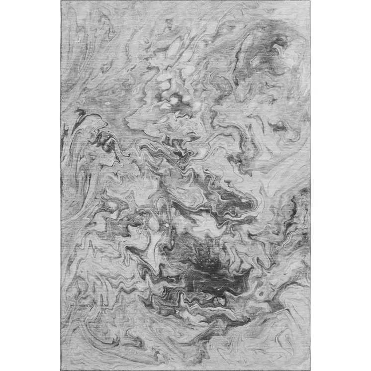 8' X 10' Gray And Ivory Abstract Washable Area Rug With UV Protection