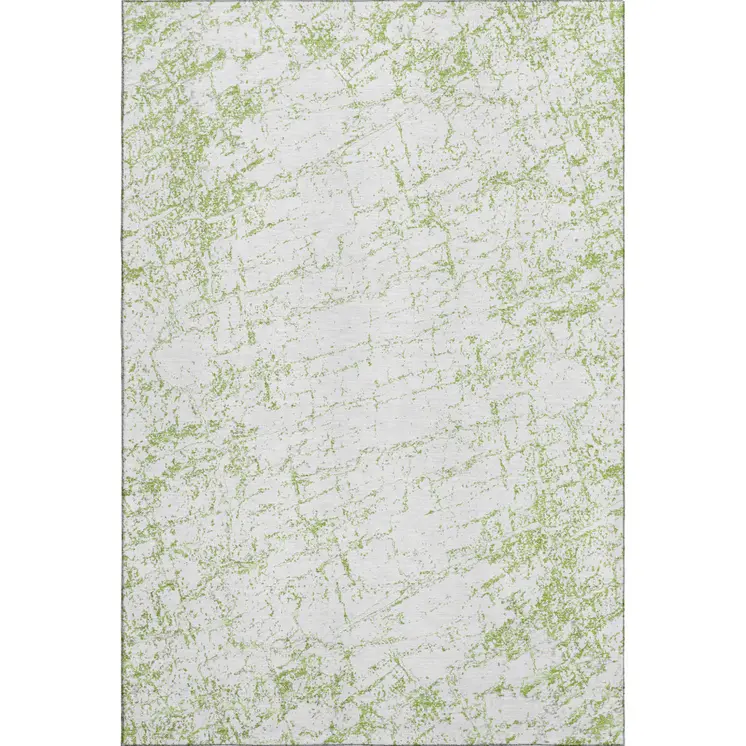 10' X 14' Green And Ivory Abstract Washable Area Rug With UV Protection