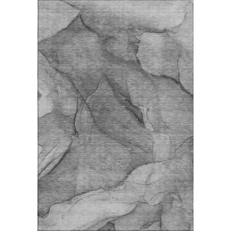 8' X 10' Gray And Ivory Abstract Washable Area Rug With UV Protection