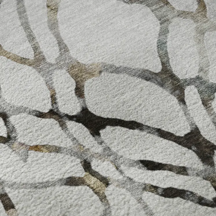 10' X 14' Silver Gray And Brown Abstract Washable Area Rug With UV Protection