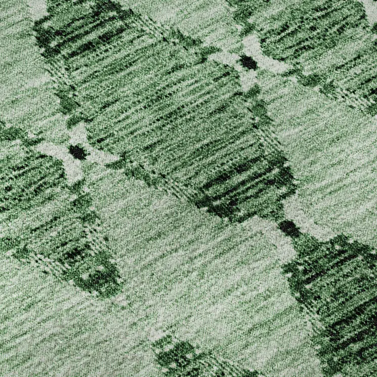 9' X 12' Emerald And Ivory Moroccan Washable Area Rug With UV Protection