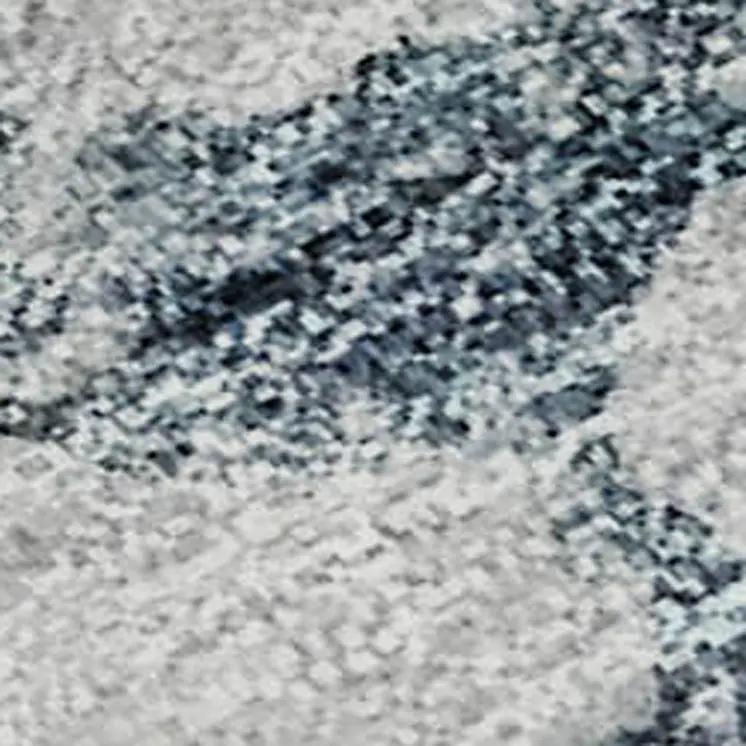 9' X 12' Blue Gold And Ivory Abstract Washable Area Rug With UV Protection