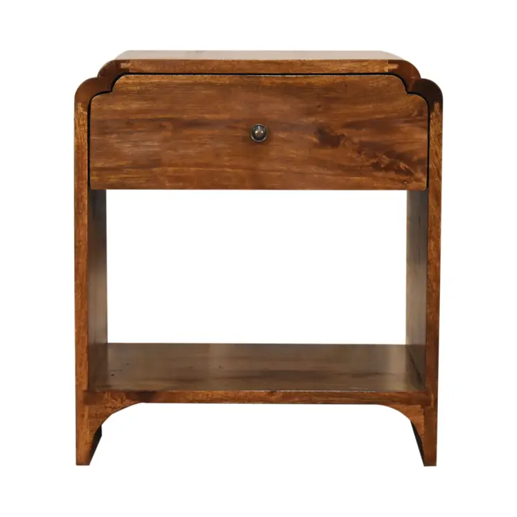 20" Brown Solid Wood One Drawer Nightstand