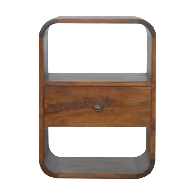 22" Brown Solid Wood One Drawer Nightstand