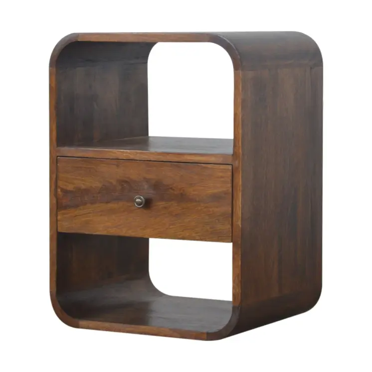 22" Brown Solid Wood One Drawer Nightstand