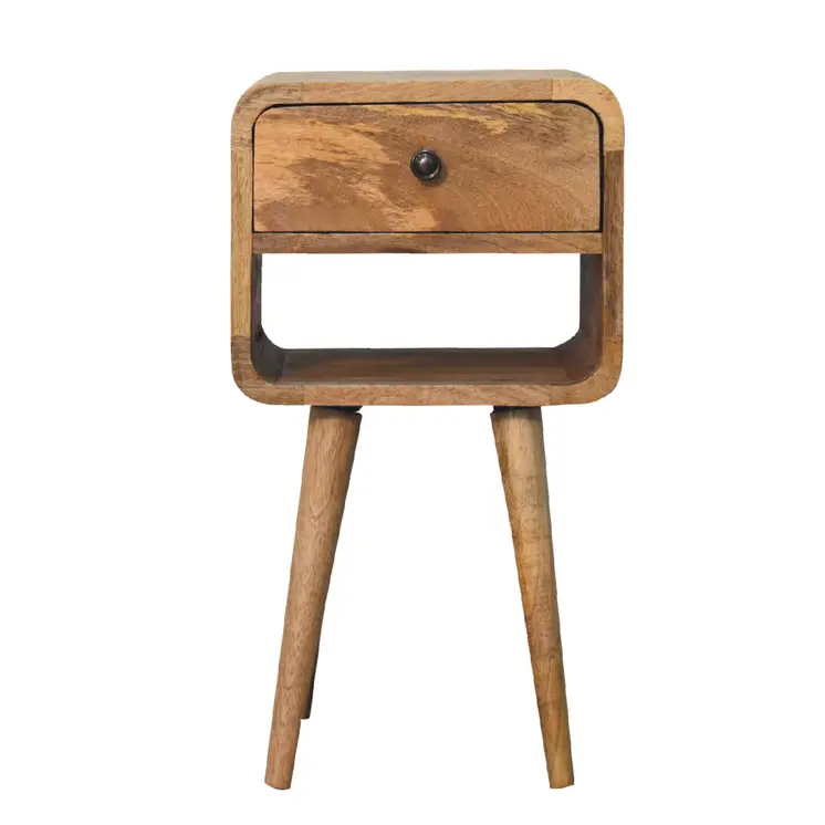 22" Beige Solid Wood Square One Drawer Nightstand