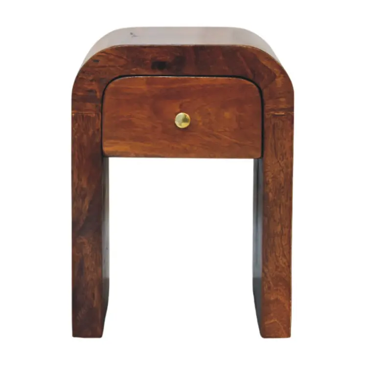 16" Brown Solid Wood One Drawer Nightstand