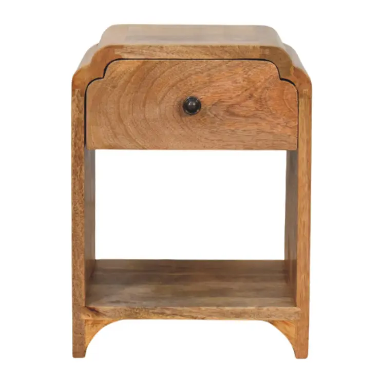 16" Beige Solid Wood One Drawer Nightstand