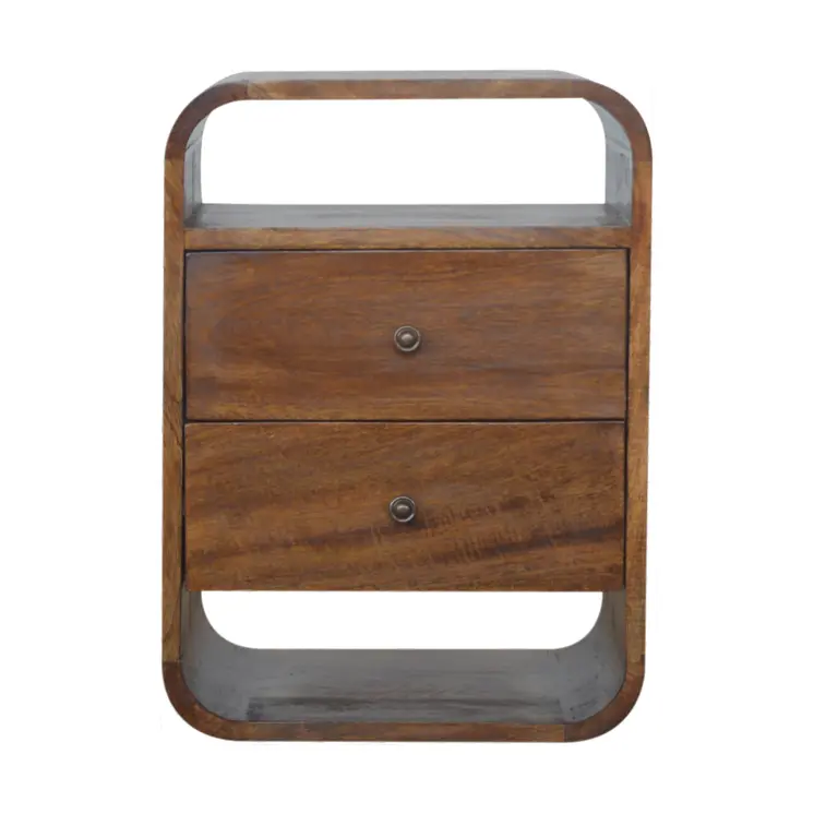 22" Brown Solid Wood Three Drawer Nightstand