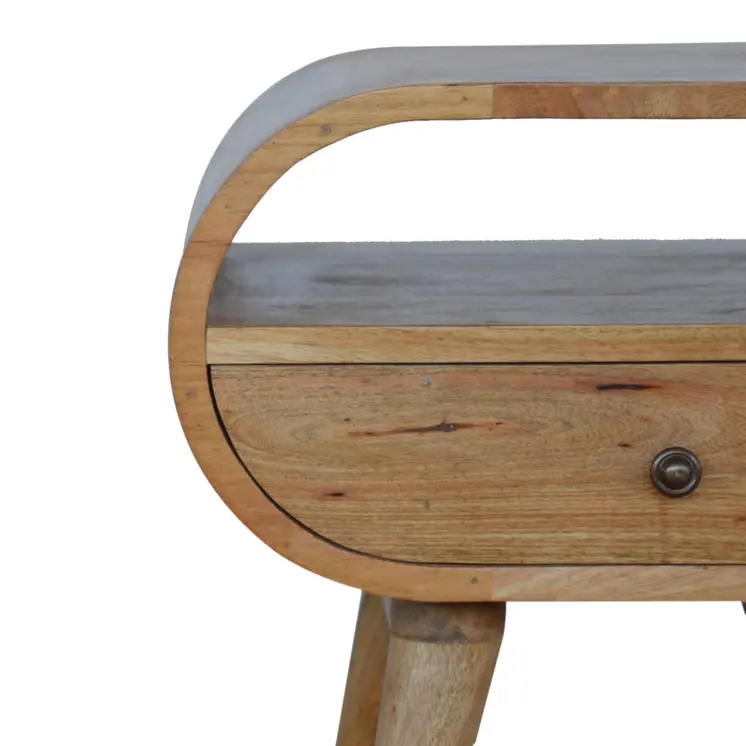 21" Natural Solid Wood Oval One Drawer Nightstand