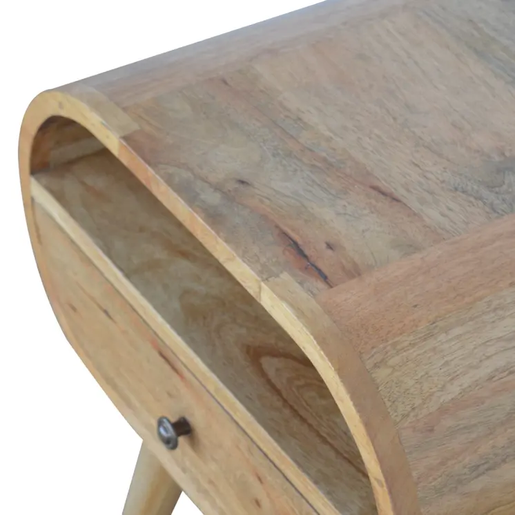 21" Natural Solid Wood Oval One Drawer Nightstand