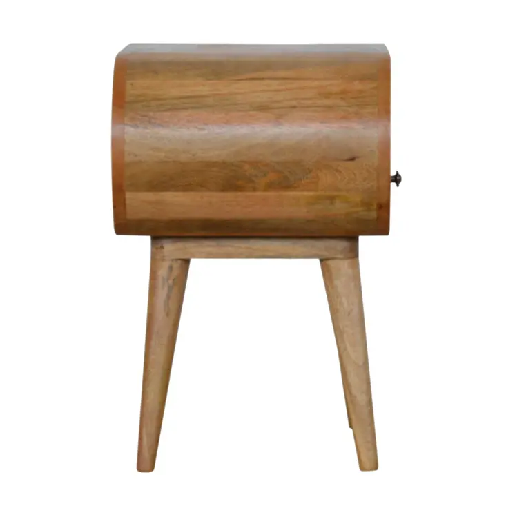 21" Natural Solid Wood Oval One Drawer Nightstand