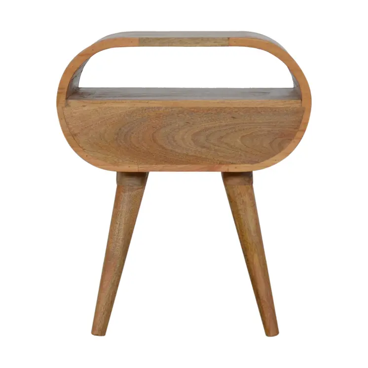 21" Natural Solid Wood Oval One Drawer Nightstand