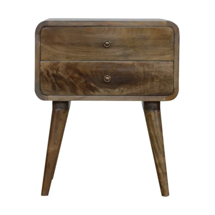 22" Gray Solid Wood Two Drawer Nightstand