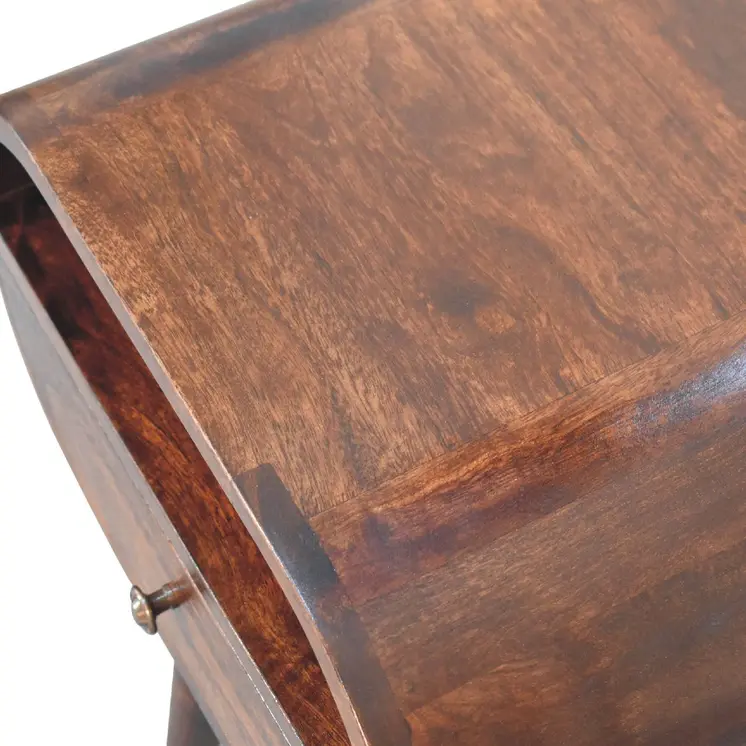 21" Walnut Solid Wood Oval One Drawer Nightstand