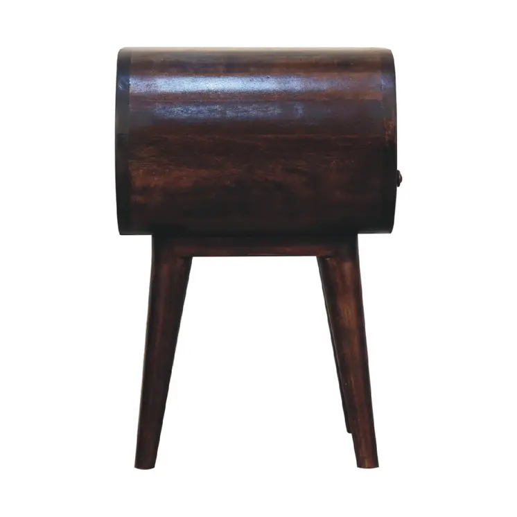 21" Walnut Solid Wood Oval One Drawer Nightstand