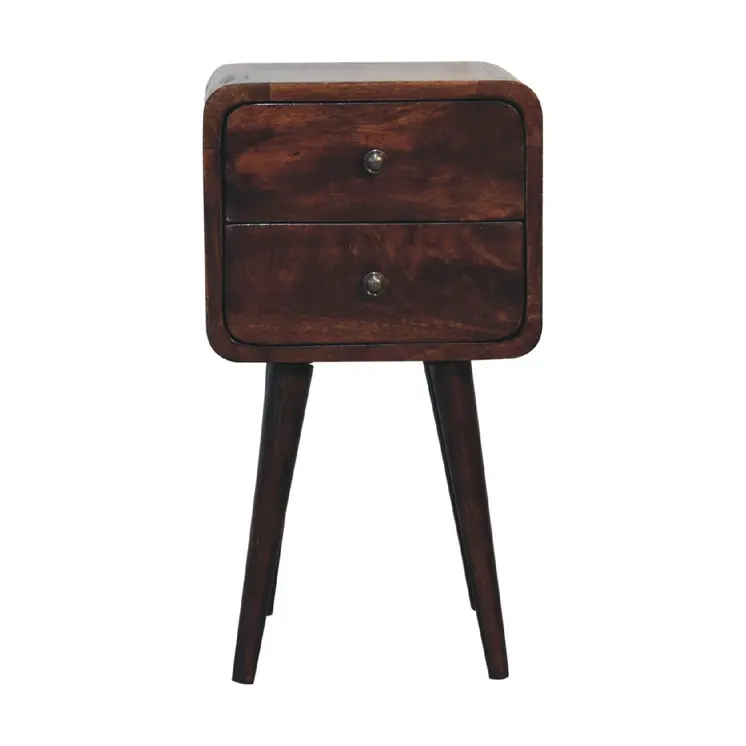 22" Walnut Solid Wood Square Two Drawer Nightstand