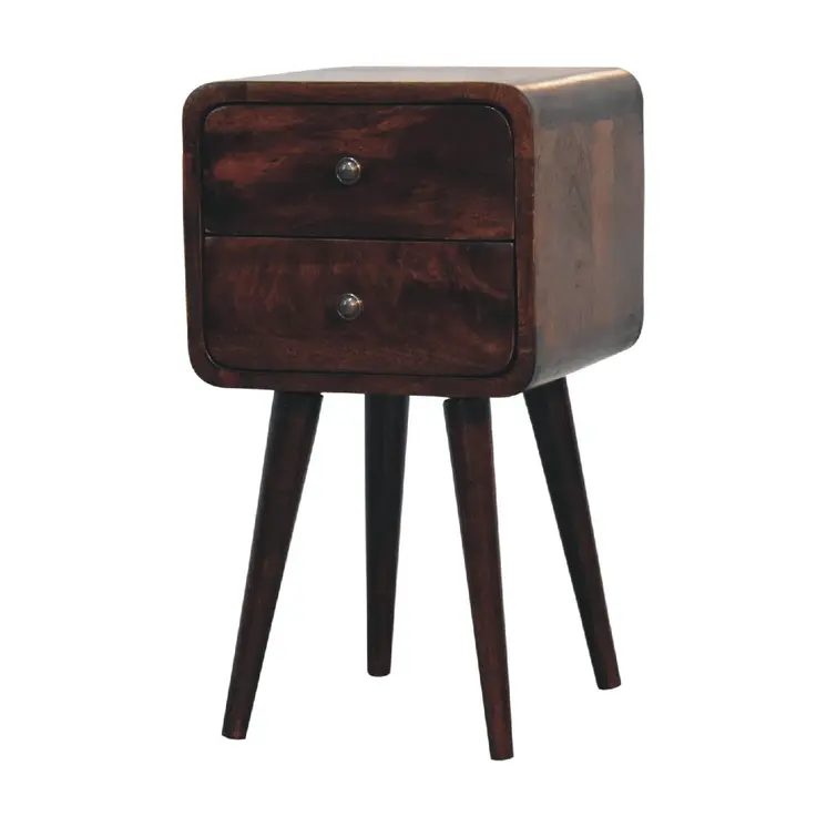 22" Walnut Solid Wood Square Two Drawer Nightstand